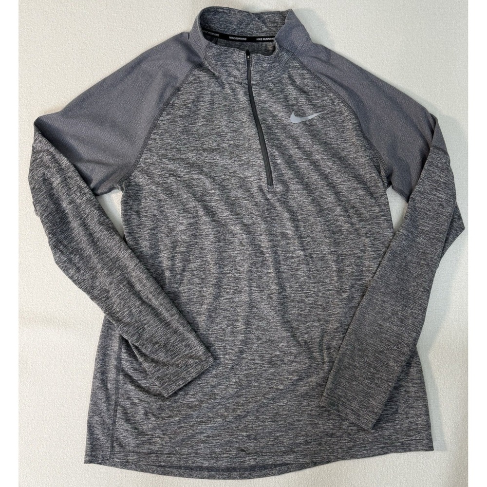 Nike Running Dri-FIT Pullover Men's L Grey 1/4 Zip Running Long Sleeve
